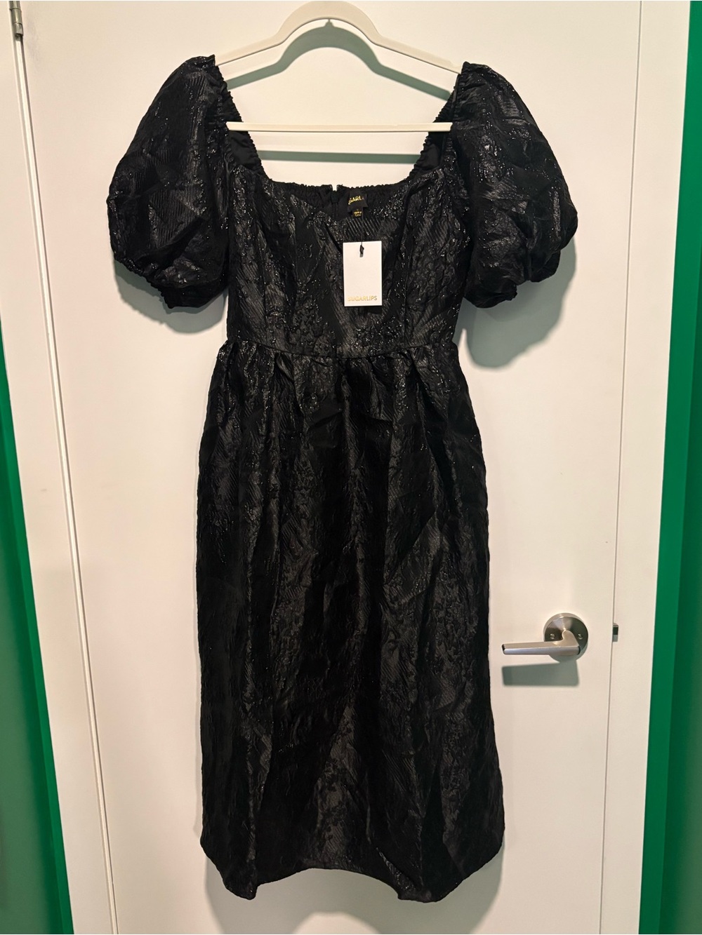 Sugarlips Black Puff-Sleeve Midi Dress